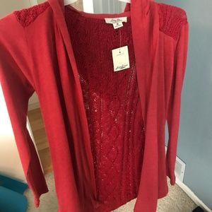 Lucky Brand red knit cardigan